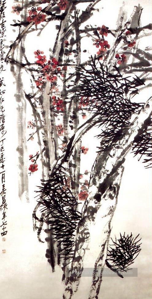 Wu cangshuo pin et prune fleur traditionnelle Peintures à l'huile